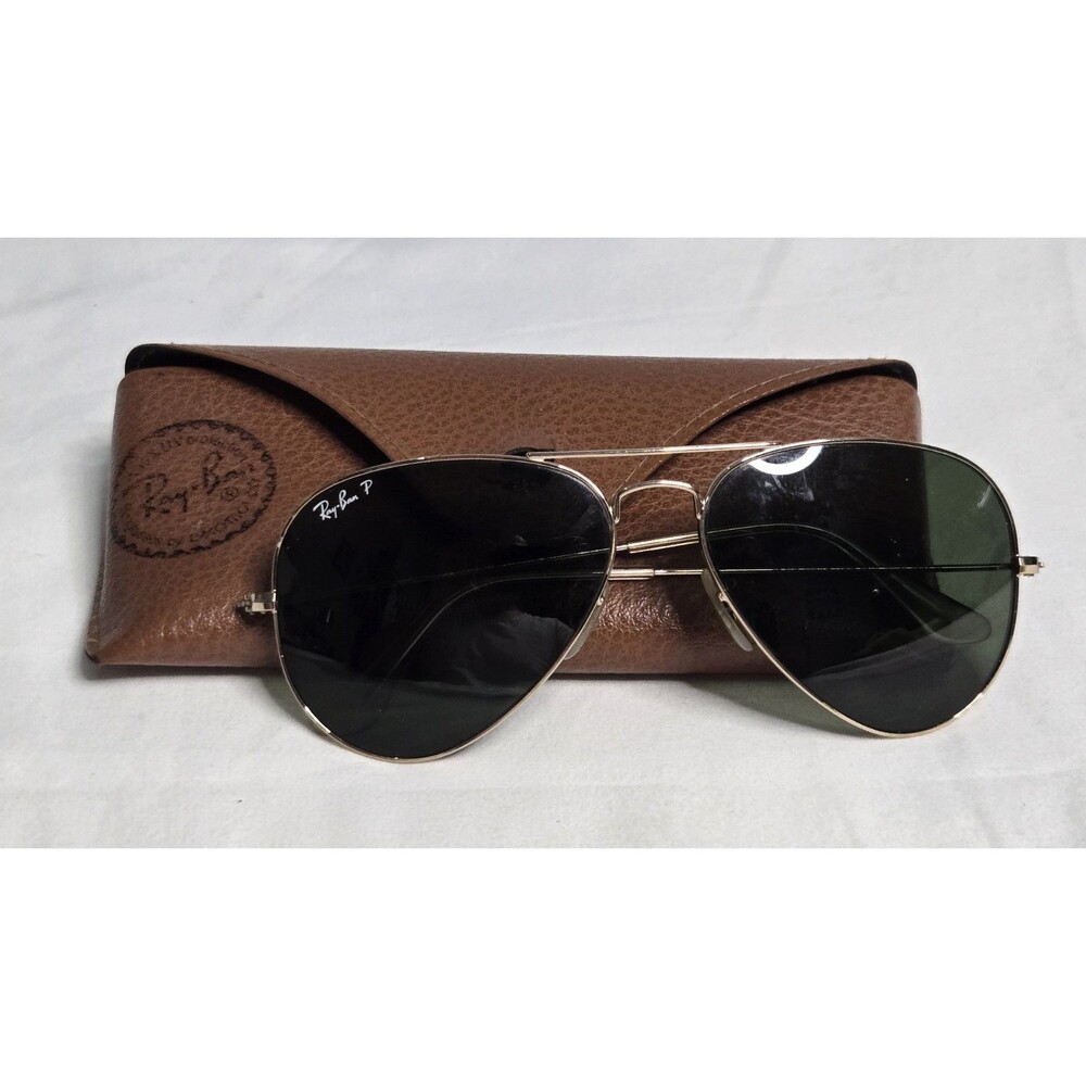 Ray-Ban Vintage Gold Aviator Sunglasses Unisex Polarized
